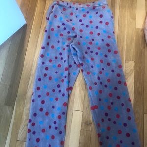 Grey Fuzzy Pajama Pants With Polka Dots